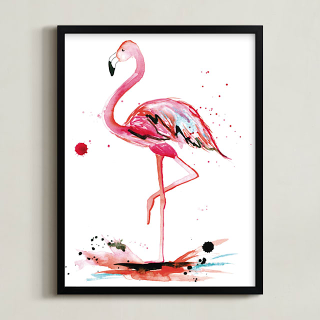 "Pink Flamingo" - Art Print in Flamingo Pink by Kelsey McNatt - Framed