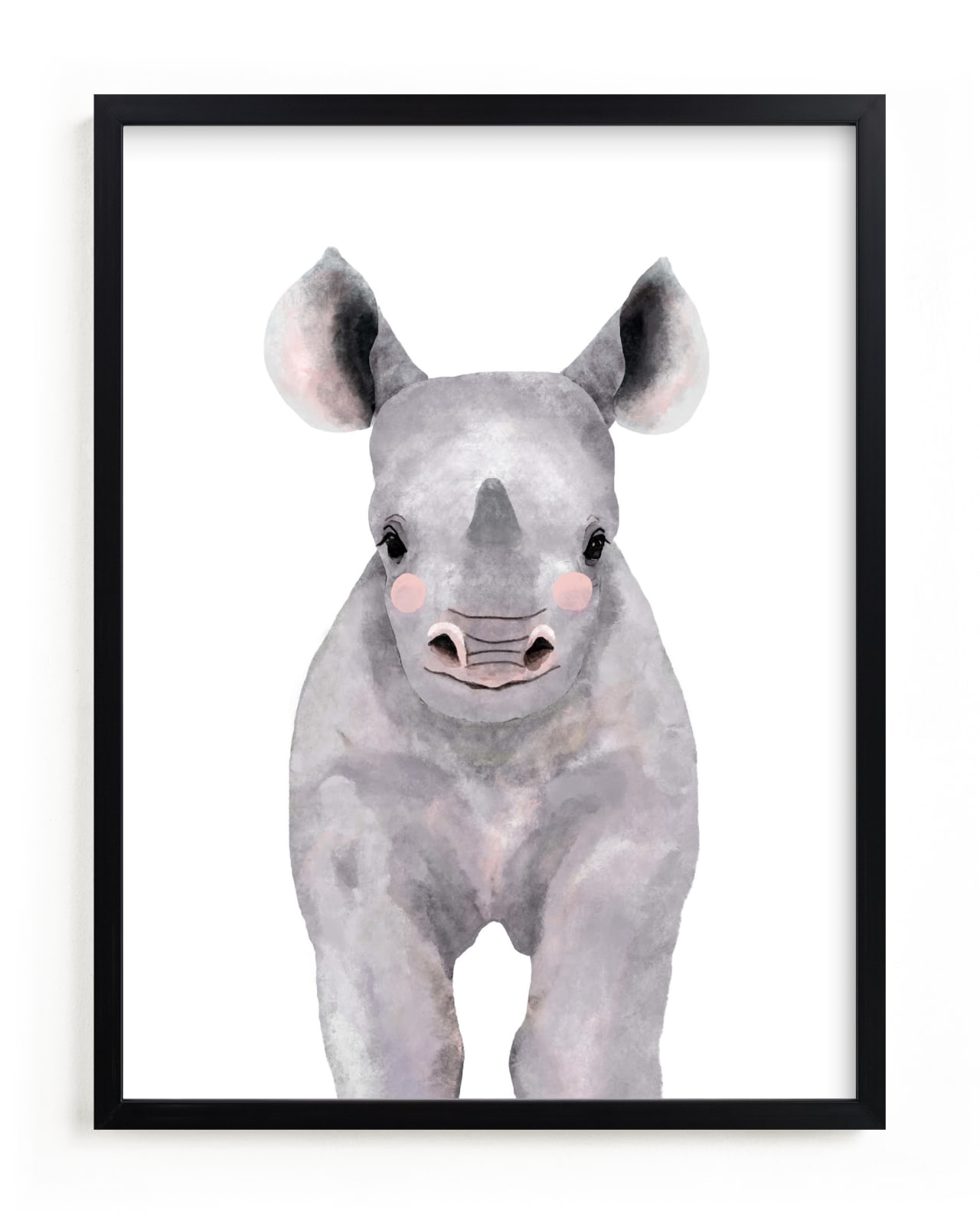 This is a purple kids wall art by Cass Loh called Baby Animal Rhinoceros.
