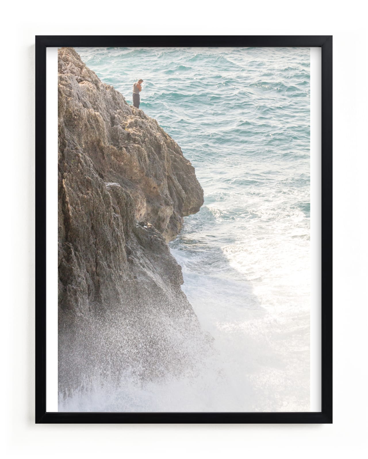 "Cuban Fisherman" - Art Print in Stormy Blue by Michelle S. - Framed