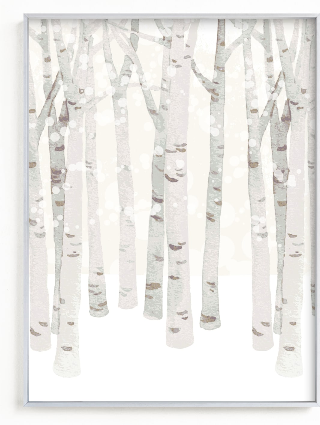 This is a beige art by Shannon Chen of Four Wet Feet Studio called Birch Woods in Winter.