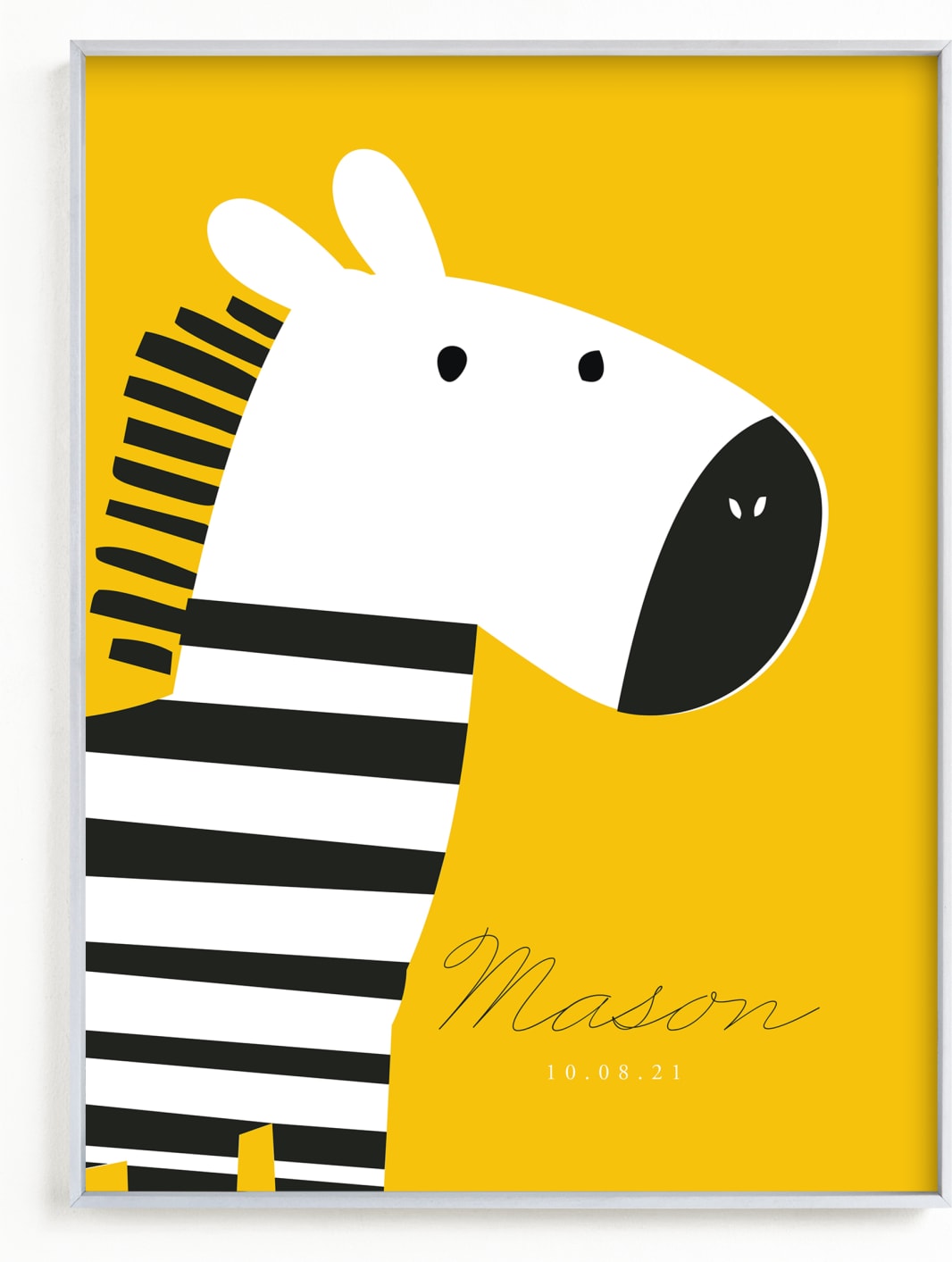 This is a colorful, black and white, yellow personalized art for kid by Oma N. Ramkhelawan called Zebra.