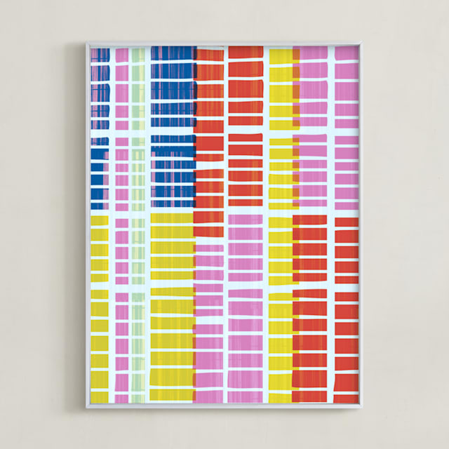 "Gridlocked" - Art Print in Lemon by Jane Colvin - Framed