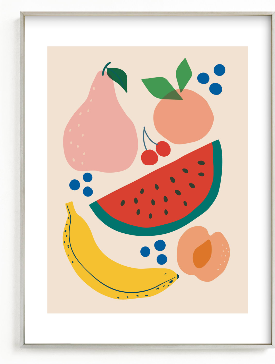 This is a ivory kids wall art by Vera Lim called Fruit Bowl.