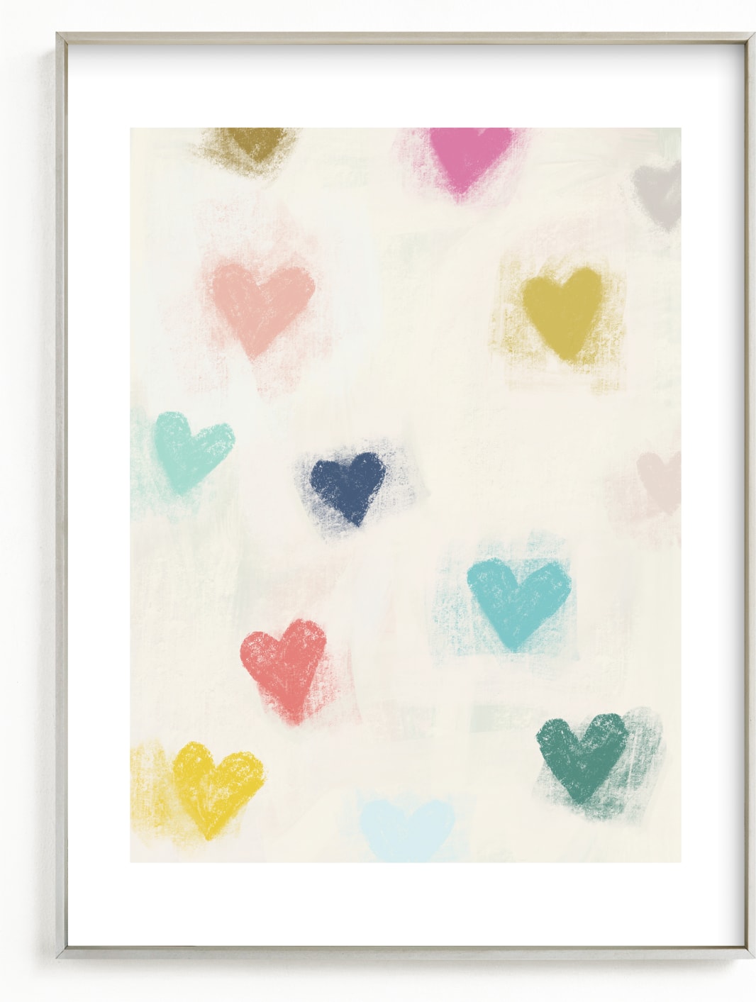 This is a ivory, colorful, pink art by Yaling Hou Suzuki called Our Hearts.