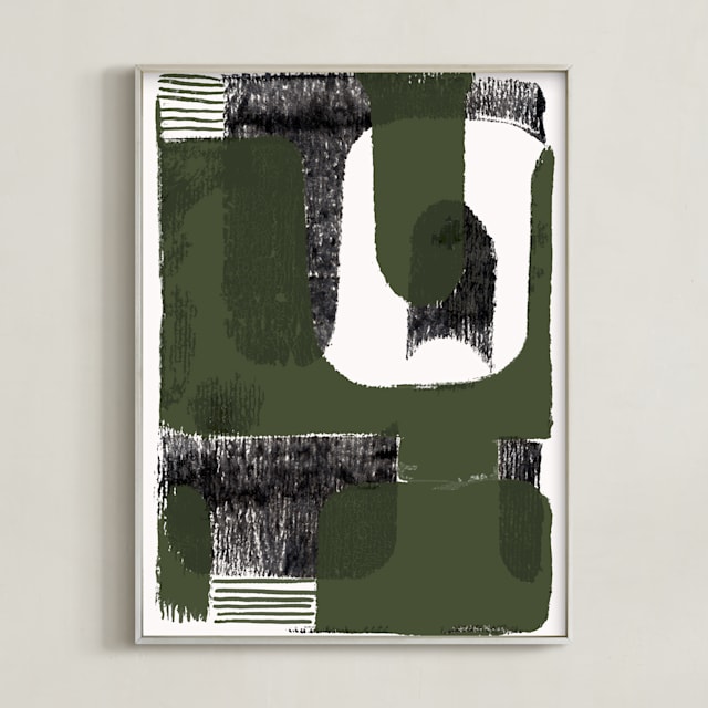 "Part of the fun 1" - Art Print in Urban Green by Bethania Lima - Framed