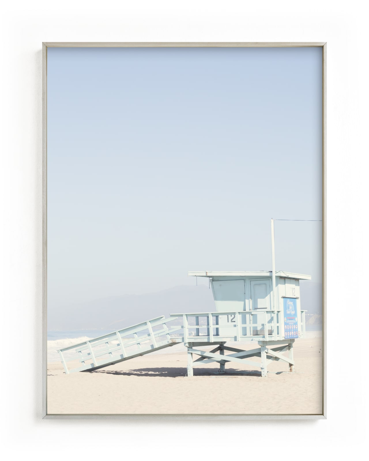 "The Pastel Blue Lifeguard House" - Limited Edition Art Print by Caroline Mint in beautiful frame options and a variety of sizes.