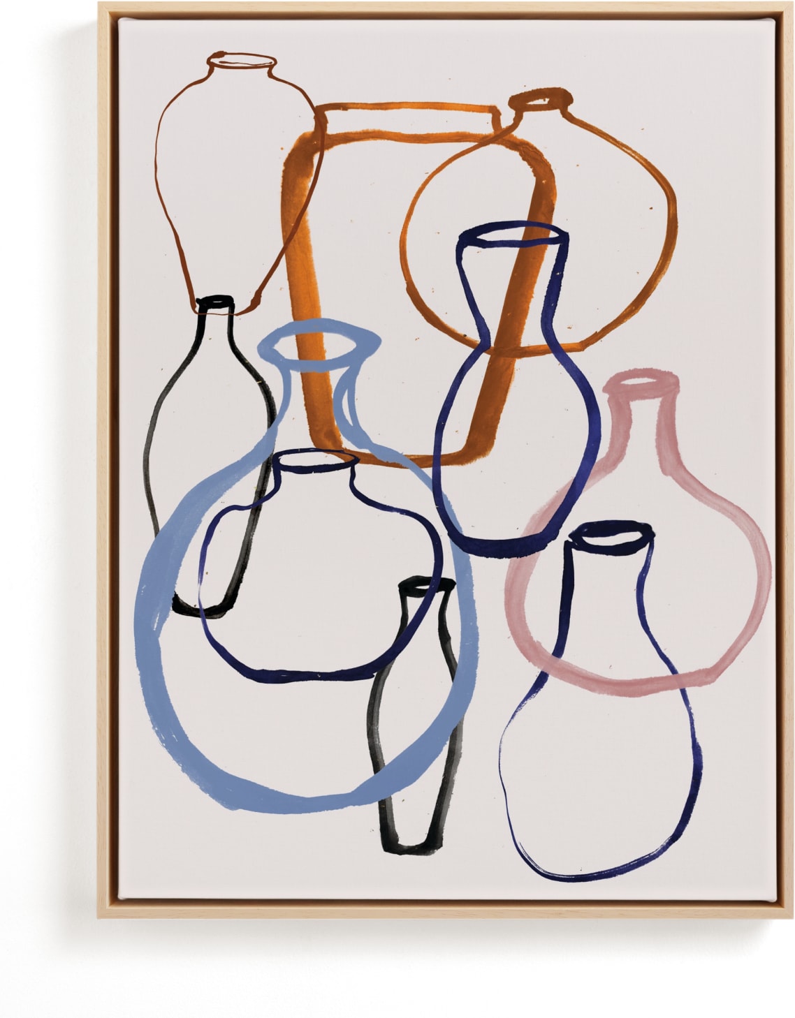 This is a blue, brown, pink art by Cass Loh called vase outline.