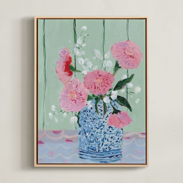 "Garden Symphony No. 2" - Art Print in Dusty Rose by Lottie Aldarwish - Framed Canvas