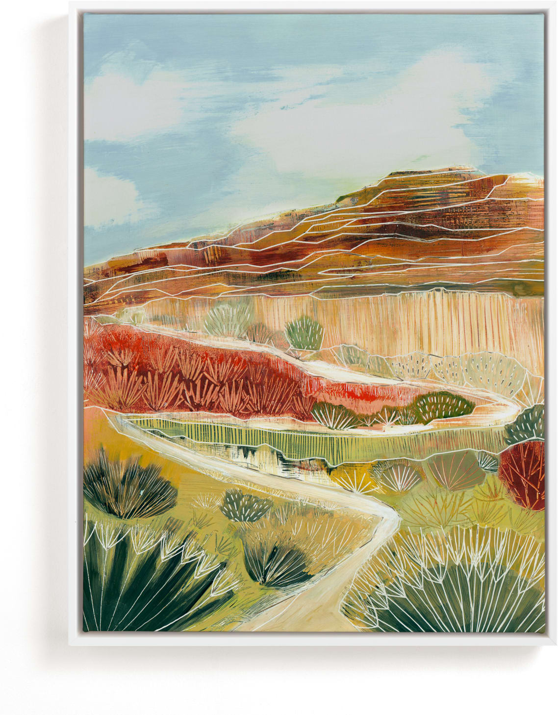 This is a brown art by Sarah Fitzgerald called Ancient Desert Path.
