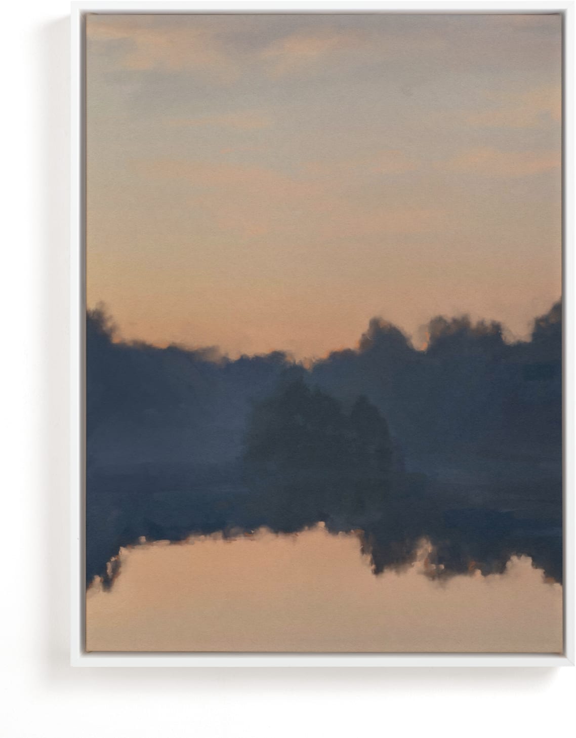 This is a blue, pink, orange art by Christa Kimble called Reflection at Sunset.