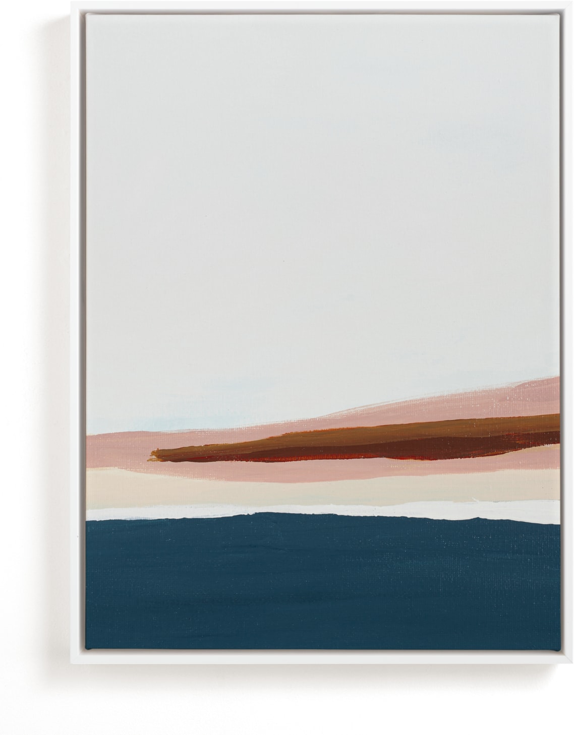 This is a blue, pink, red art by Caryn Owen called Warm Pacific Seascape Diptych I.