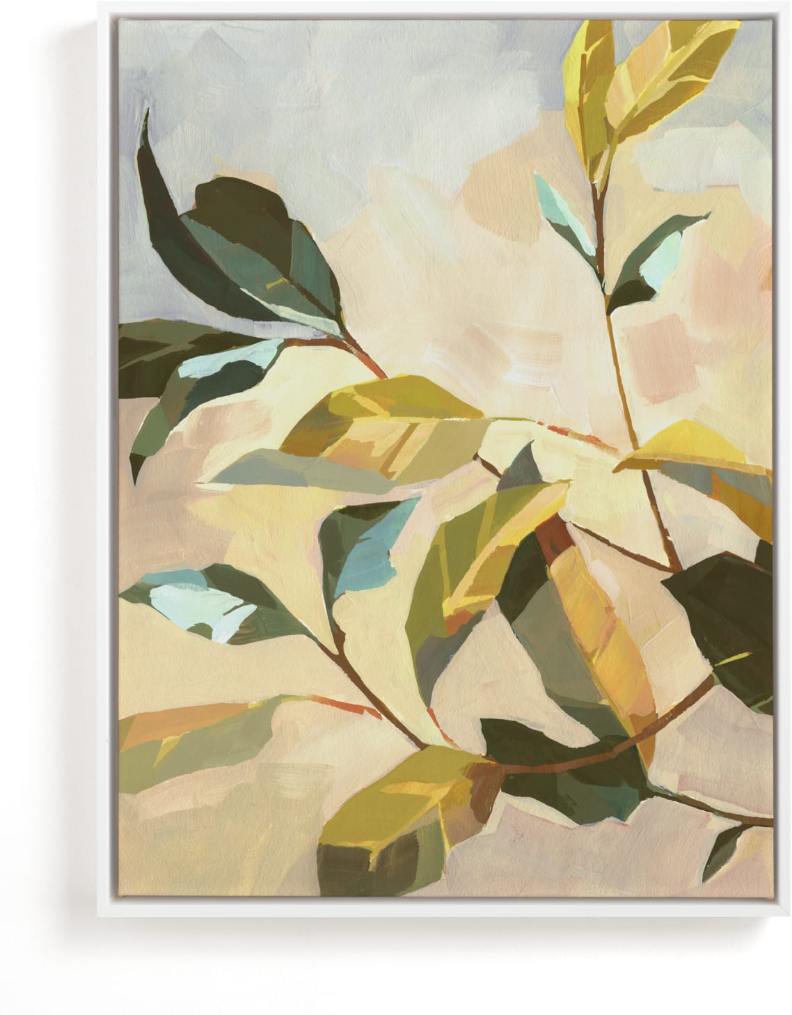 This is a yellow, green art by Khara Ledonne called Bay Laurel II.