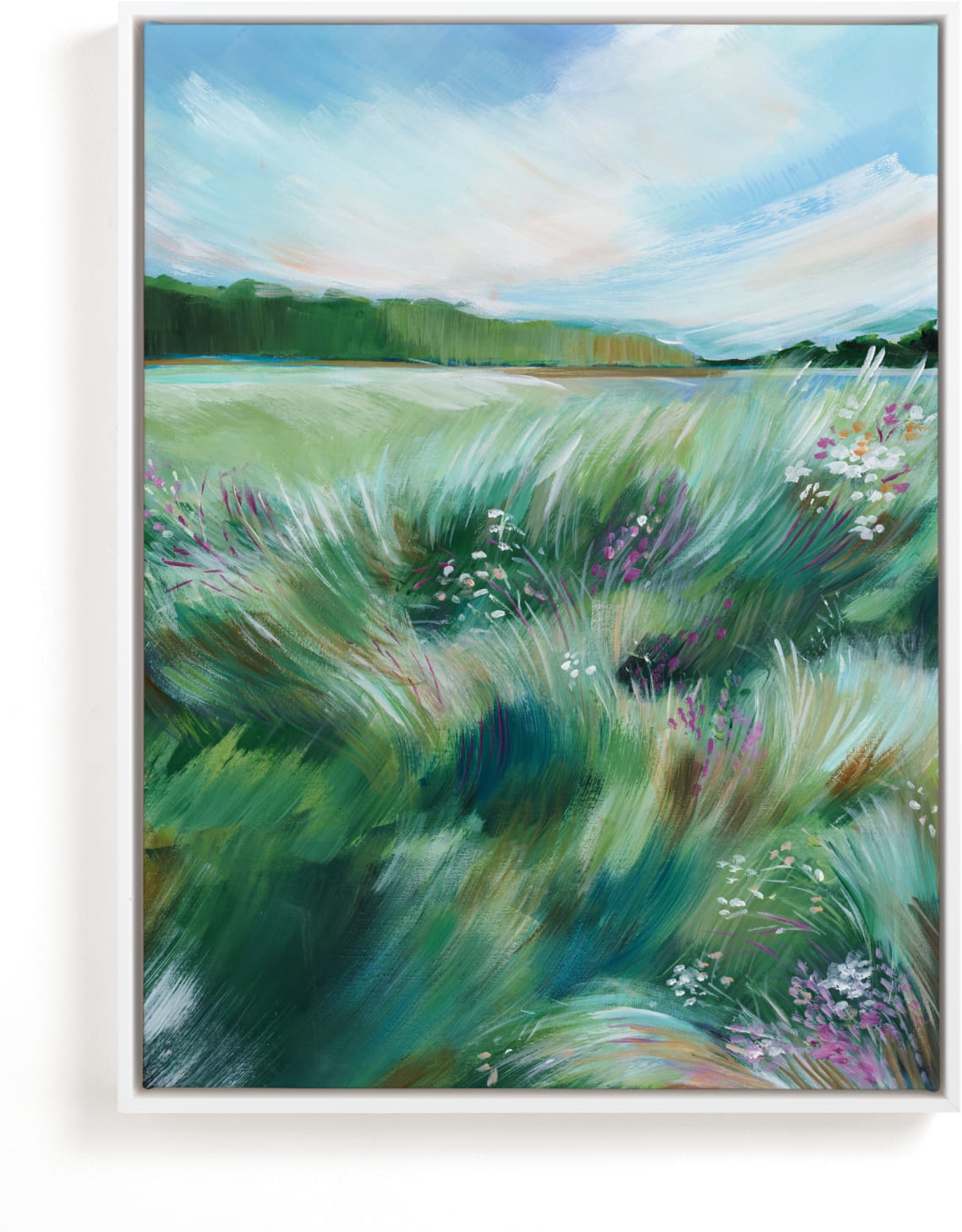 This is a blue, colorful, green art by AlisonJerry called Those Soft Summer Breezes.