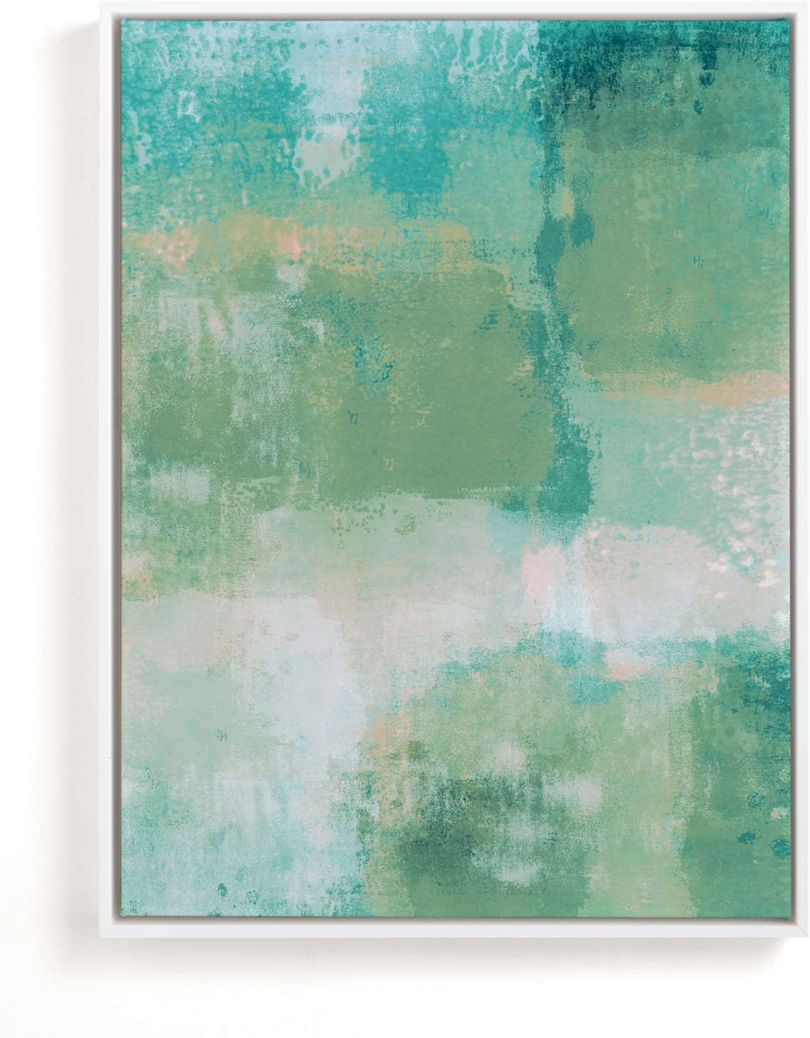 This is a blue, white, green art by Courtney Crane called Go with the Flow I.