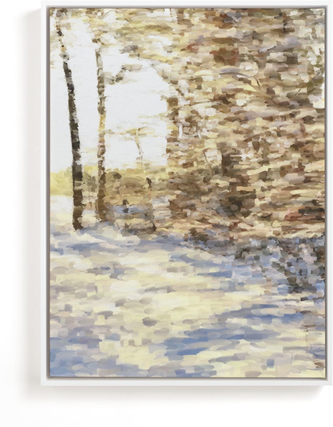 This is a white art by Amy Hall called Winter Walk.