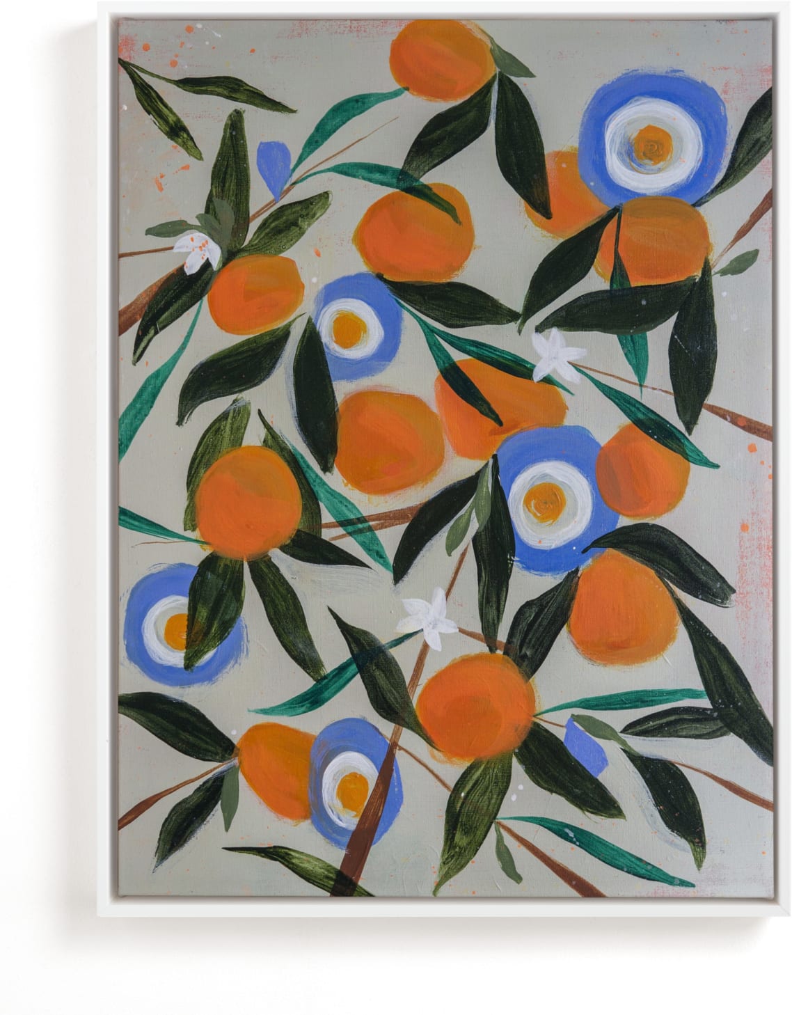 This is a blue, orange art by Rachel Roe called Orange Tree.