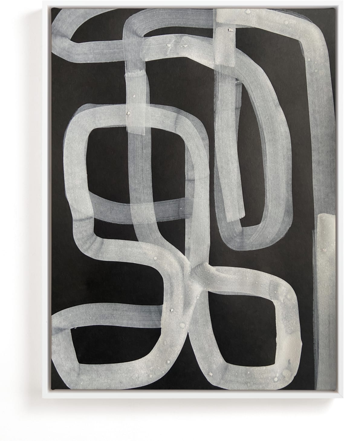 This is a black and white art by Deborah Velasquez called A Twist, A Turn, A Path.