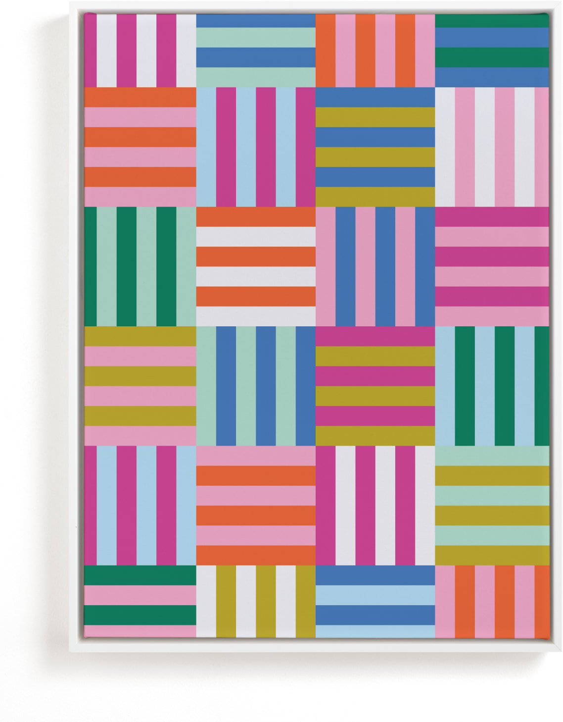 This is a blue, pink, orange kids wall art by Ashes and Ivy Studio called Not your average checkers.
