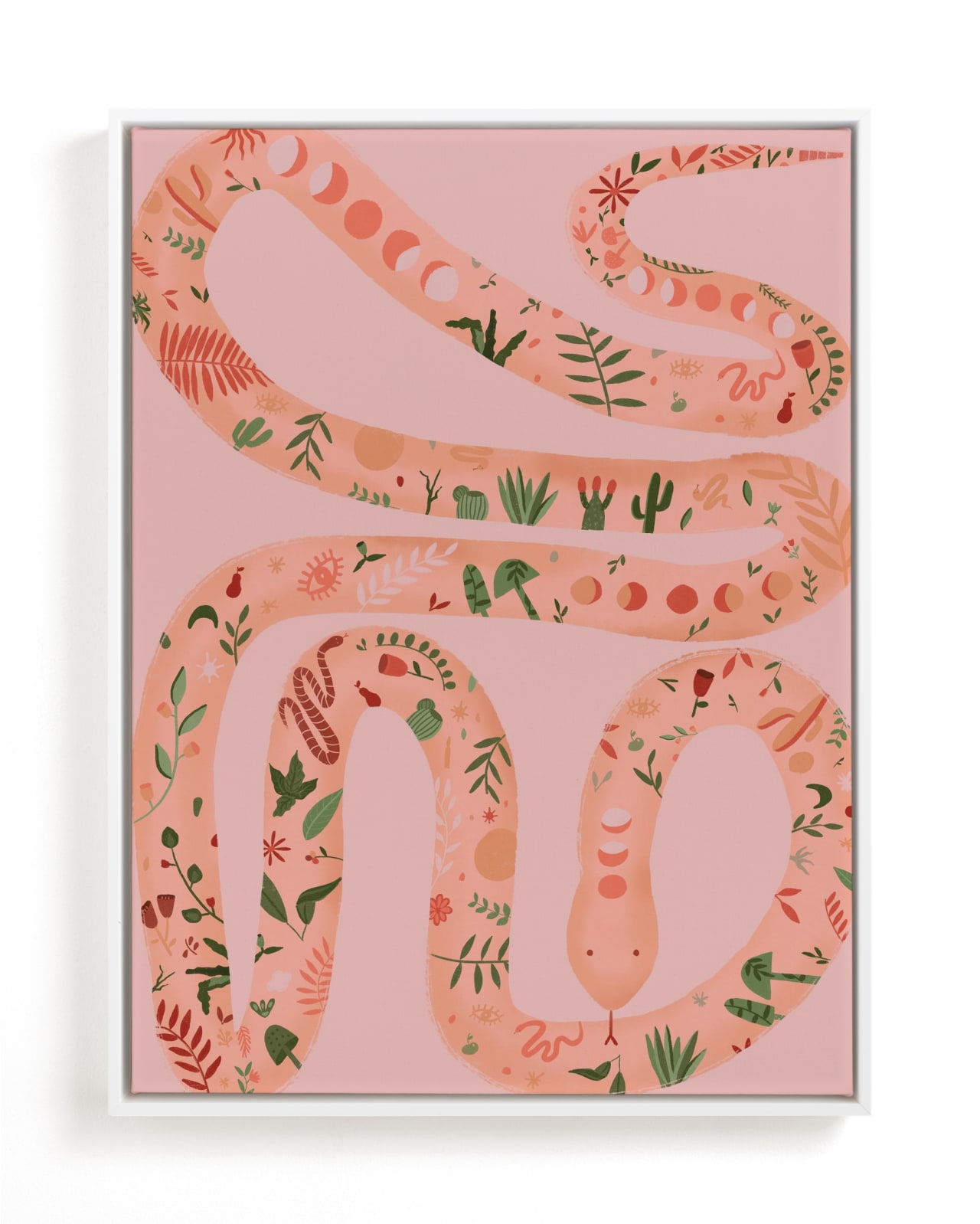 "Folk Floral Snake" - Limited Edition Art Print by Juliana Moreira-Callahan in beautiful frame options and a variety of sizes.