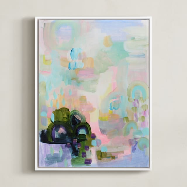 "Let's Play II" - Art Print in mint robins egg by Synnöve Seidman - Framed Canvas