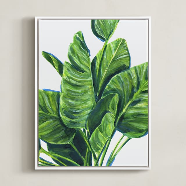 "Tropical plants II" - Art Print in Evergreen by Alexandra Dzh - Framed Canvas