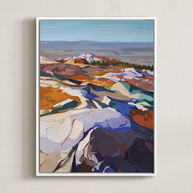 "On the Rocks II" - Art Print in Quartz by Jess Franks - Framed Canvas