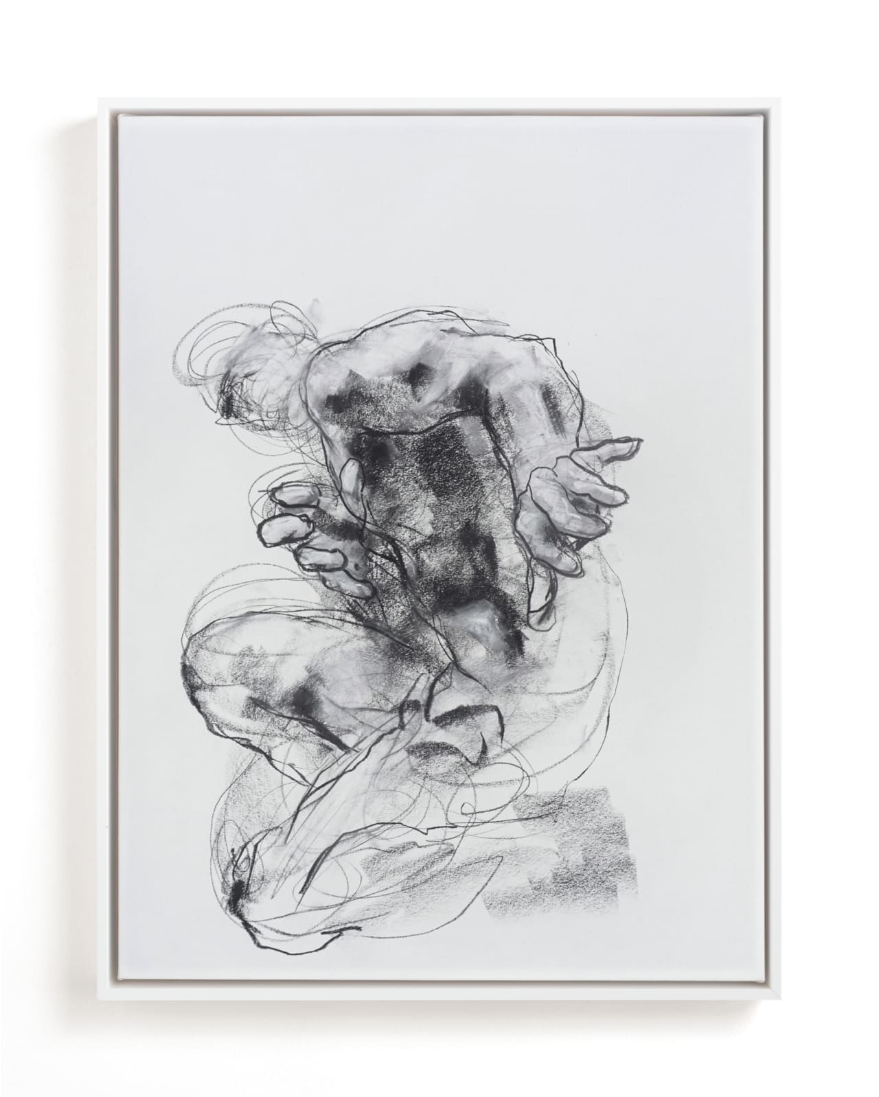 "Drawing 538 - Crouching Figure" - Limited Edition Art Print by Derek overfield in beautiful frame options and a variety of sizes.