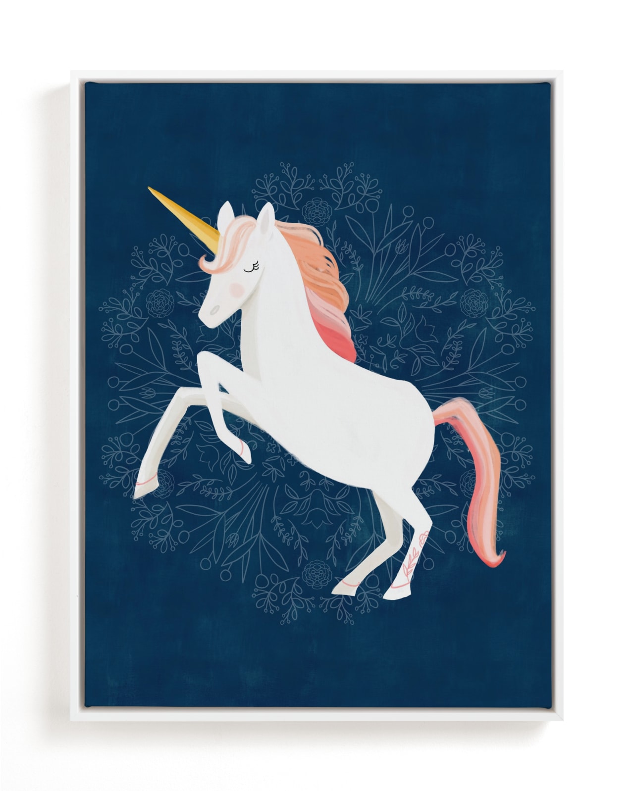"Unicorn & Blooms" - Limited Edition Art Print by Little Miss Missy in beautiful frame options and a variety of sizes.