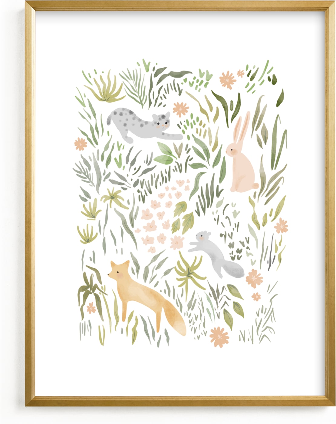 This is a colorful, pink, green art by Hannah Williams called Flora and Fauna.