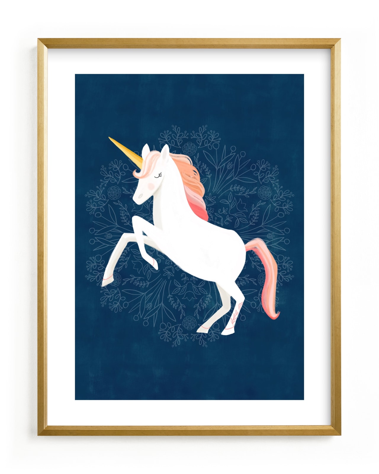 "Unicorn & Blooms" - Limited Edition Art Print by Little Miss Missy in beautiful frame options and a variety of sizes.