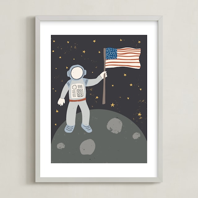 "Up in Space Astronaut" - Limited Edition Art Print by Maggie Unruh in beautiful frame options and a variety of sizes.