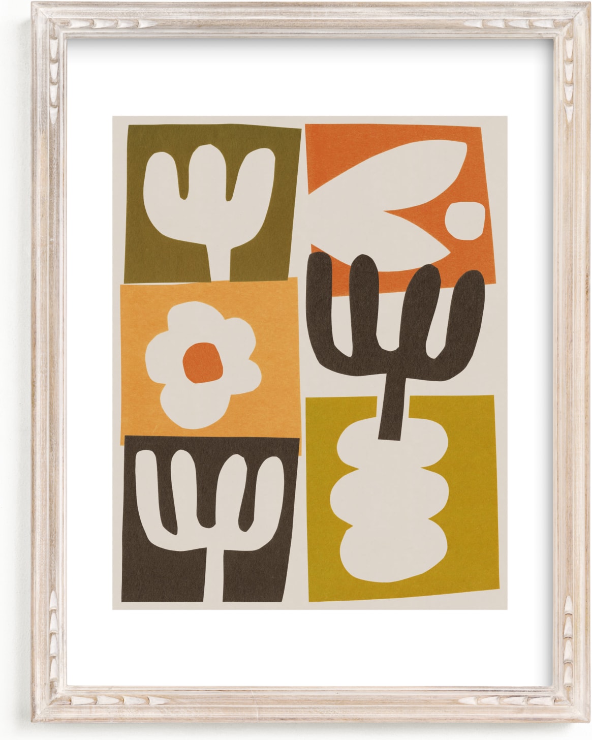 This is a brown, colorful, yellow kids wall art by Alisa Galitsyna called Botanical Cut-Outs.