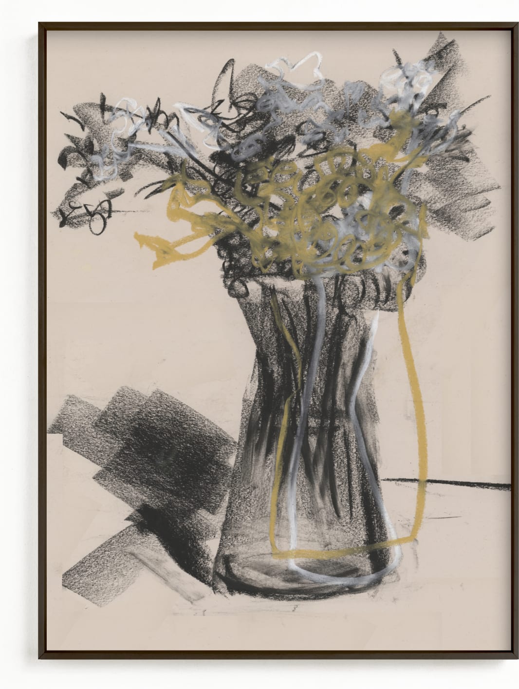 This is a yellow art by Bethania Lima called Vase of flower gestural drawing exercise.