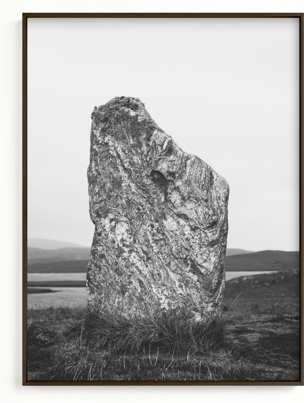 This is a black and white art by Kamala Nahas called Standing Stones IV.