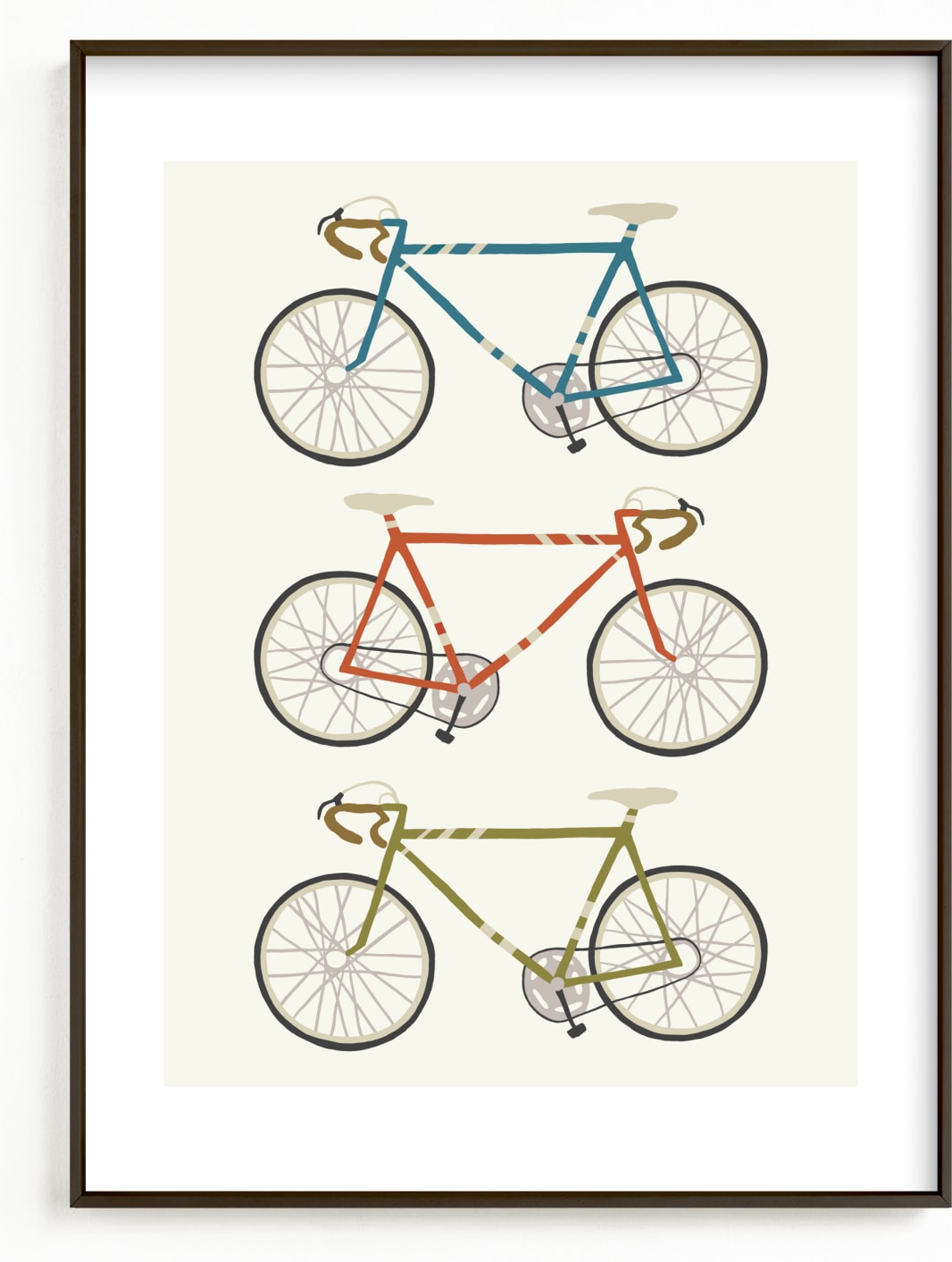 This is a colorful, beige, red kids wall art by Daily Design Co called vintage bike.