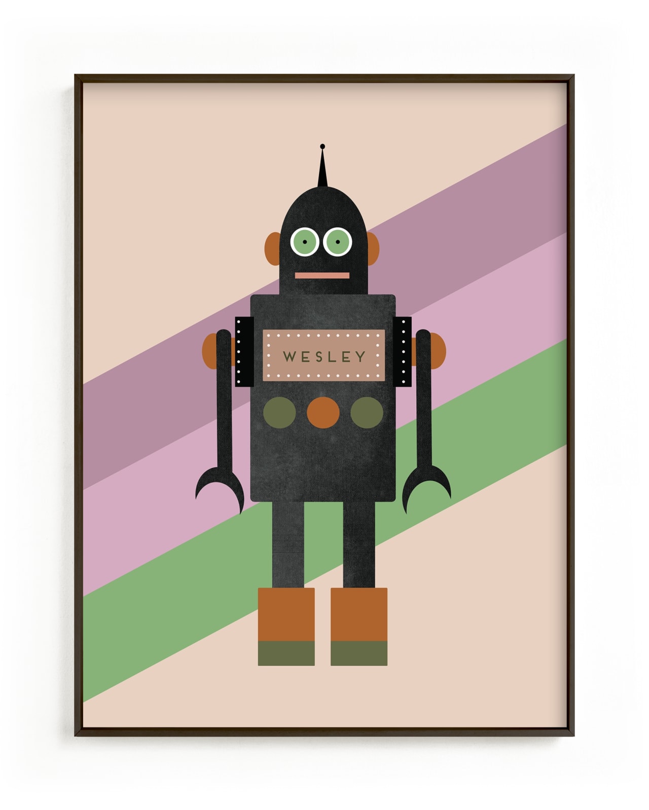 "Retro Robot" - Custom Open Edition Children's Art Print by Morgan Kendall in beautiful frame options and a variety of sizes.