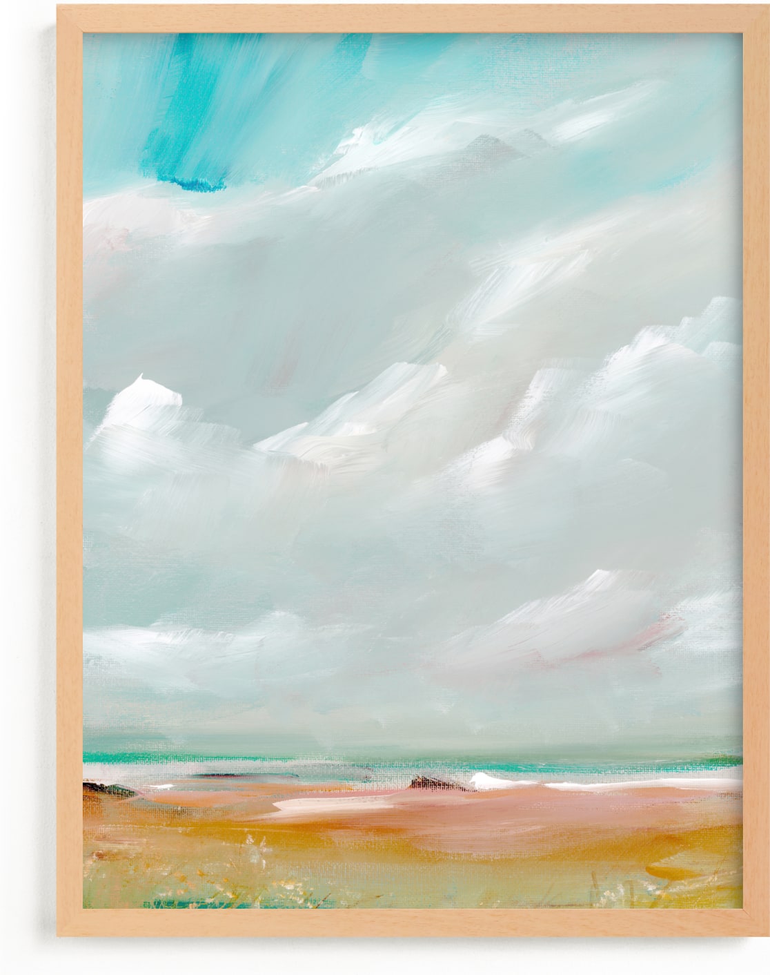 This is a blue, white, beige art by Lindsay Megahed called Sea Shore.