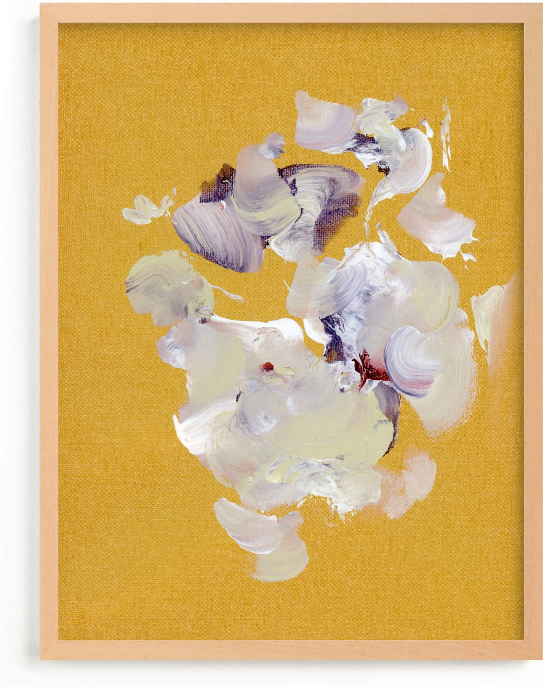 This is a purple, white, gold art by Lindsay Megahed called Goldie.