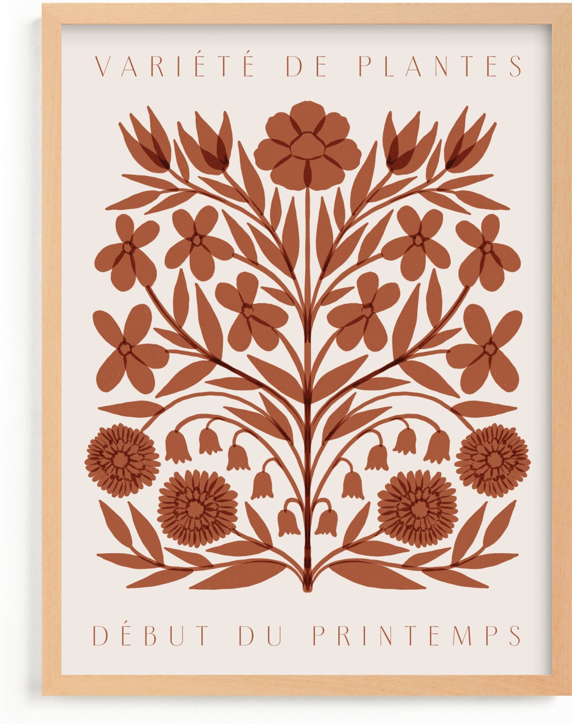 This is a brown, orange, red art by Katharine Watson called Les Plantes I.