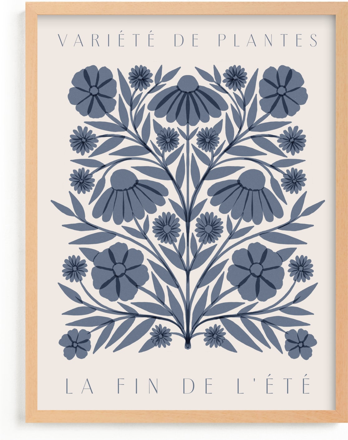 This is a blue art by Katharine Watson called Les Plantes II.