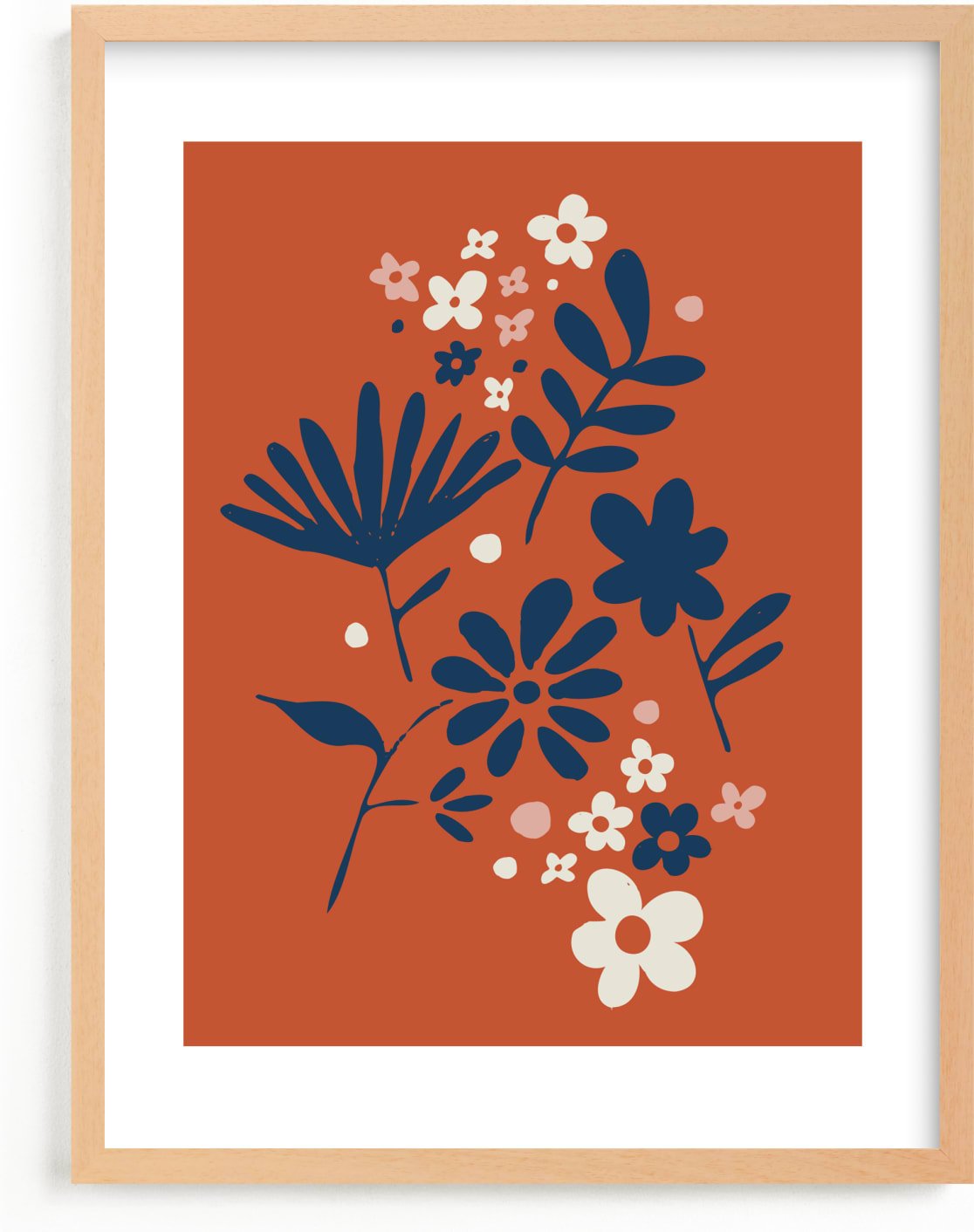This is a blue kids wall art by Kate Capone called Vintage Floral Set IV.