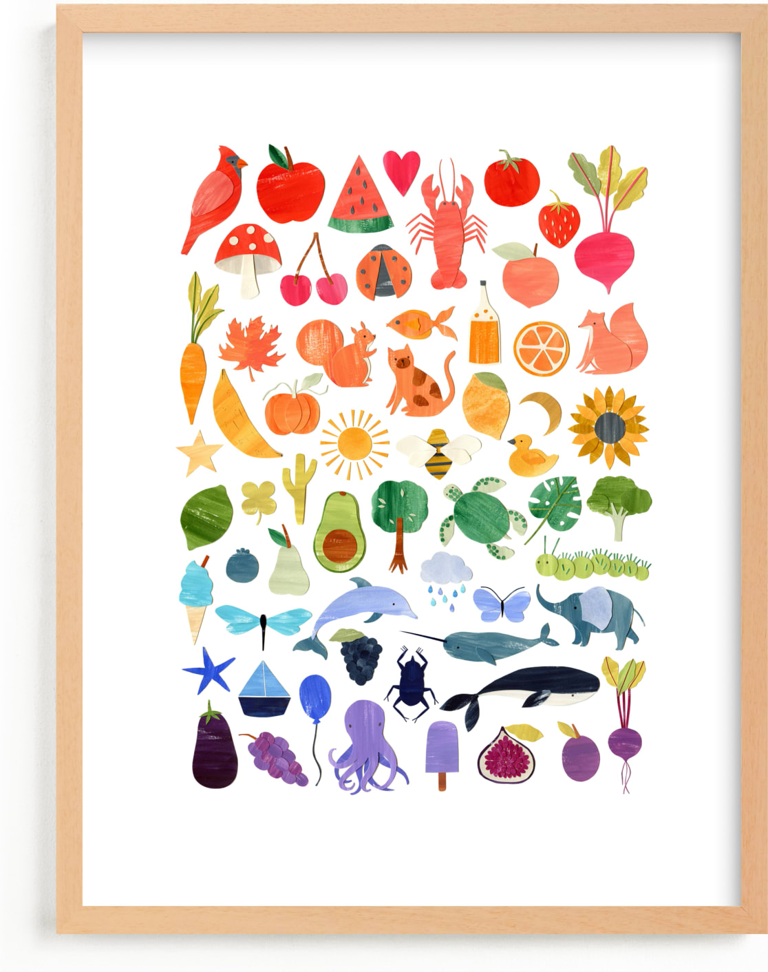 This is a colorful kids wall art by Sarah Knight called paper rainbow.