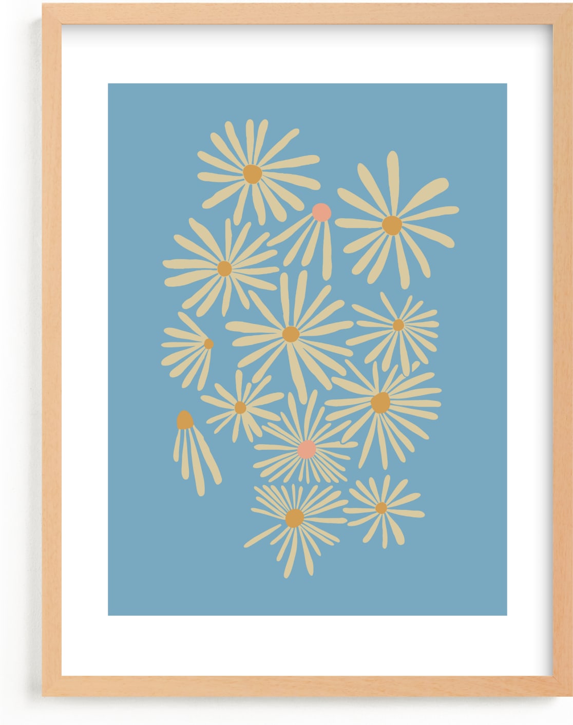 This is a blue kids wall art by Kate Capone called Vintage Floral Set II.