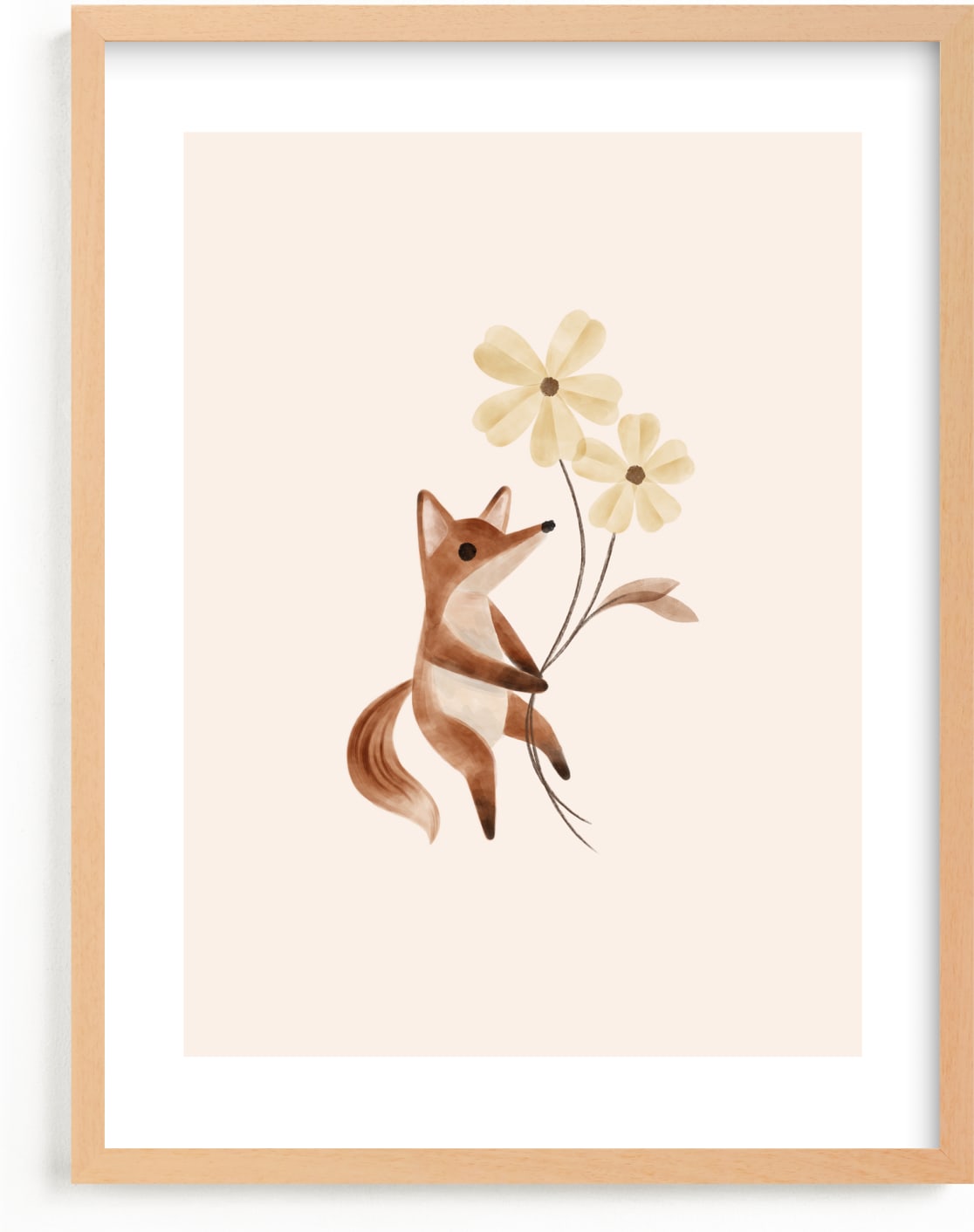 This is a brown art by Vivian Yiwing called fox with flowers.