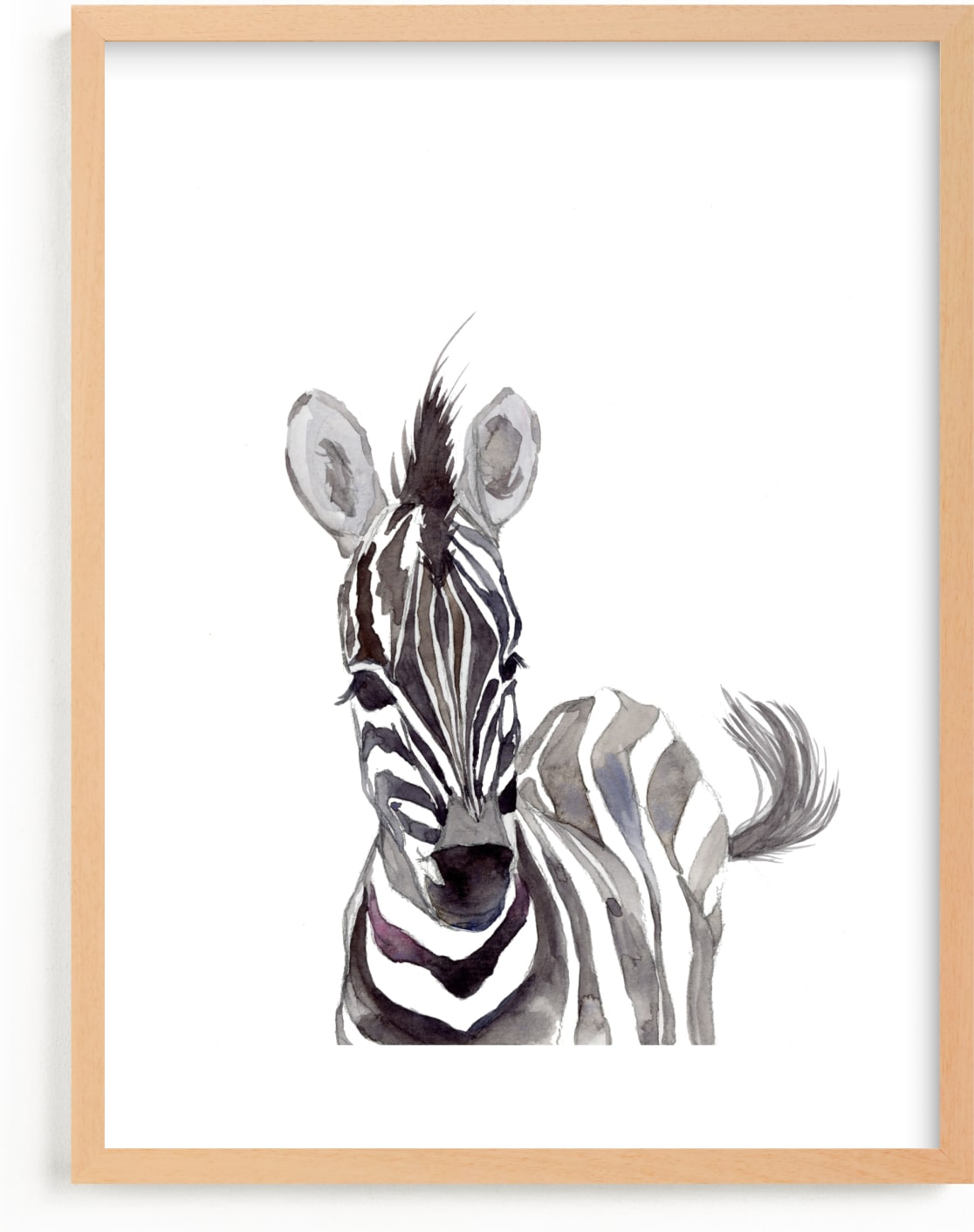 This is a white nursery wall art by Jieun K Rasband called Baby Animal Friends: Zebra.