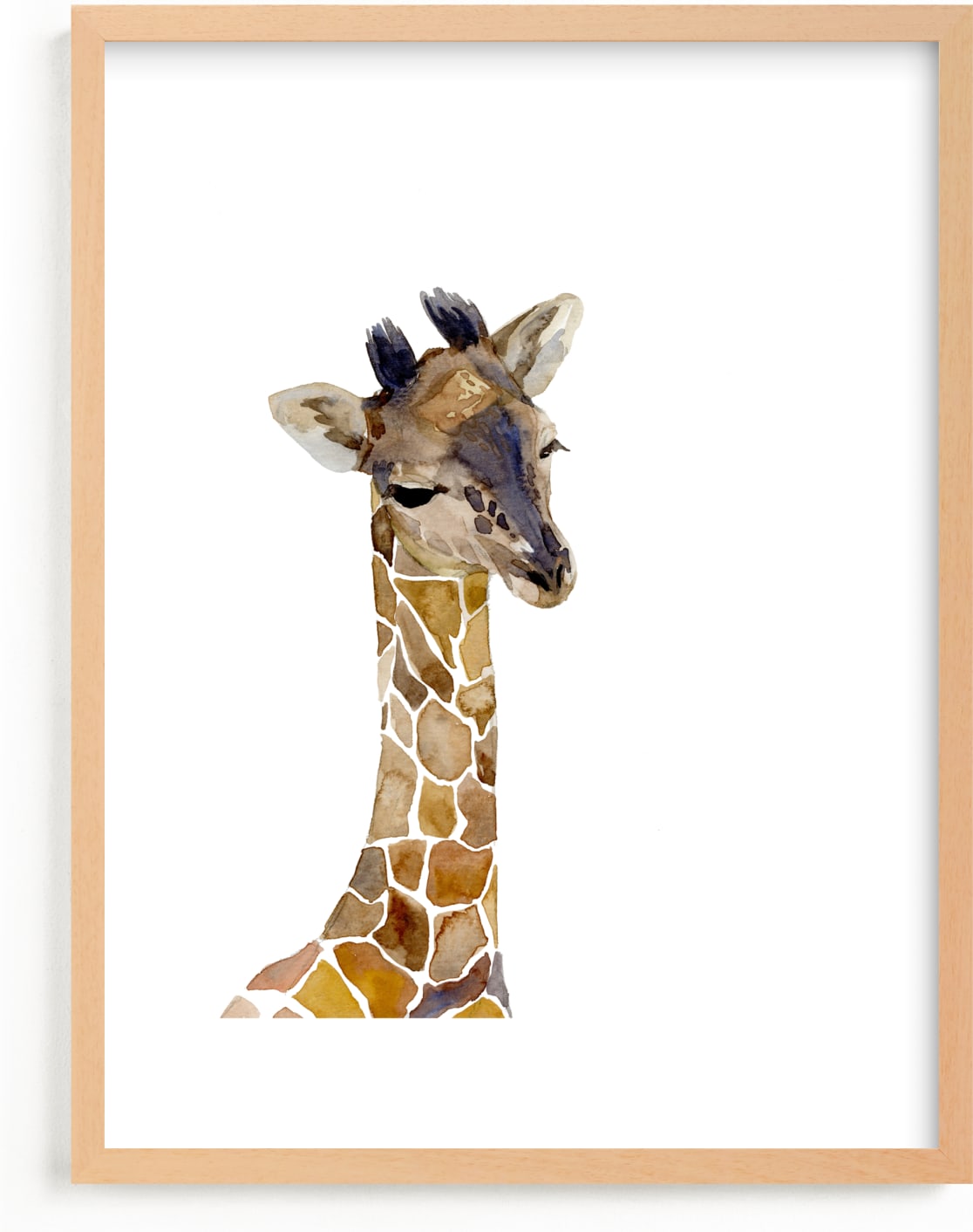 This is a brown nursery wall art by Jieun K Rasband called Baby Animal Friends: Giraffe.