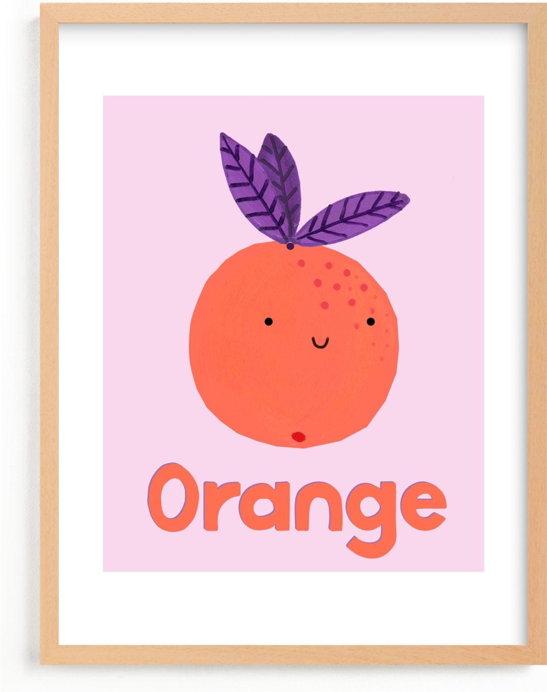This is a pink nursery wall art by Marta Crea called My Fruity Family II.
