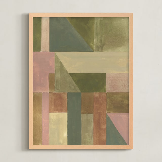 "Abstract geometry I" - Art Print in Moss Green by Lucrecia Caporale - Framed