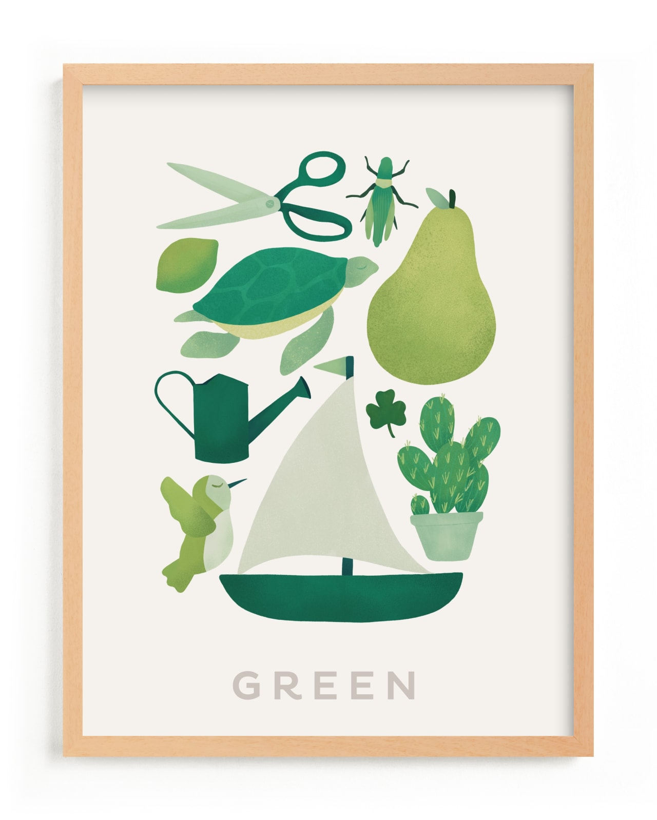 Ten Green Things Children’s Art Print