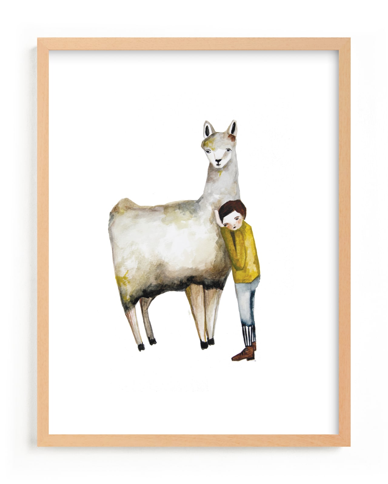 "LLama and Boy" - Limited Edition Art Print by Sarah Fitzgerald in beautiful frame options and a variety of sizes.